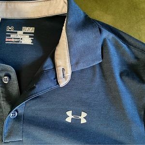 Under Armour Men’s indigo blue loose fit heat gear polo shirt